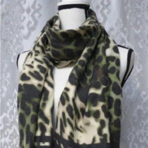 INC International Concepts Striped Leopard-Print Wrap Olive Cream multi …